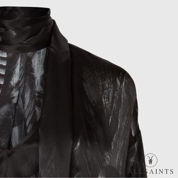 AllSaints **NWT** Cesey Viola Silk-Blend Top in Black - Picture 5 of 9